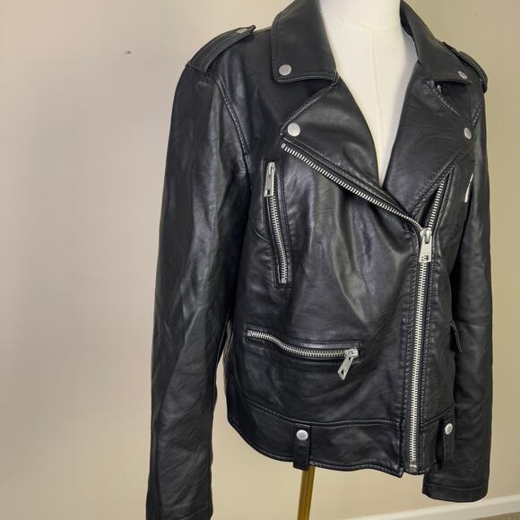Levis Faux Leather Zip Up Biker Moto Jacket US Women's XL - Picture 4 of 10